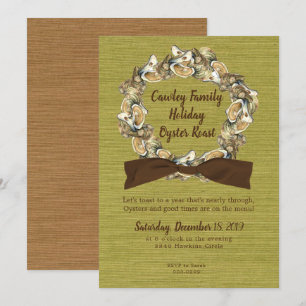 Holiday Oyster Roast Wreath Invite Kaart