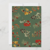 Holiday Party Botanical Plants Berries Script Kaart (Achterkant)