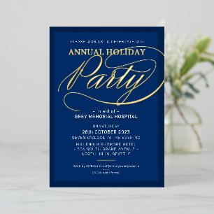 HOLIDAY PARTY elegant event fancy script marine go Folie Uitnodiging