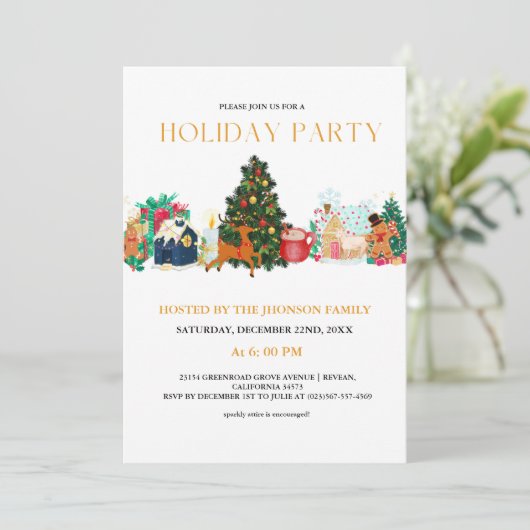 HOLIday party Familie kerstfeest Feestdagenkaart (Staand voorkant)