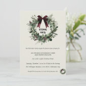 Holiday Party Invitation Elegant Christmas Wreath (Debout devant)