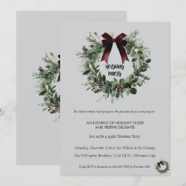 Holiday Party Invitation Elegant Christmas Wreath Kaart