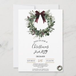 Holiday Party Invitation Elegant Christmas Wreath Kaart