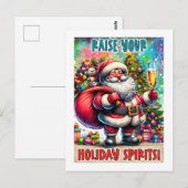Holiday Party Santa – Champagne, Tree & Teddy Bear Briefkaart (Voorkant / Achterkant)