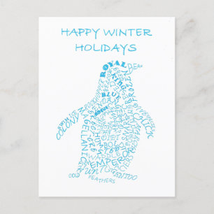Holiday Penguin Calligram Feestdagenkaart