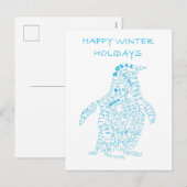 Holiday Penguin Calligram Feestdagenkaart (Voorkant / Achterkant)