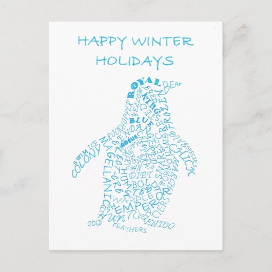 Holiday Penguin Calligram Feestdagenkaart (Voorkant)