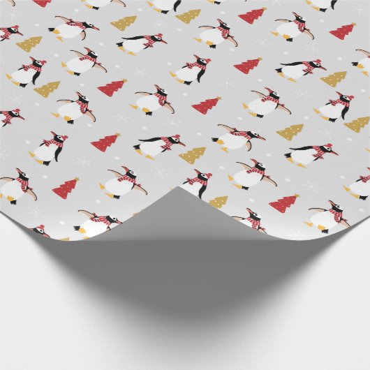 Holiday Penguin Pattern Cadeaupapier (Hoek)