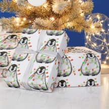 Holiday Penguin - roodroze en groene lichten Wra