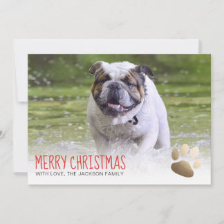 Holiday Photo Card | Gold Paw Dog Feestdagenkaart
