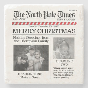 Holiday Photo Collage Santa Kerstmis Stenen Onderzetter