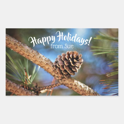Holiday Pine Cone Custom Name Gift Label Stickers (Voorkant)