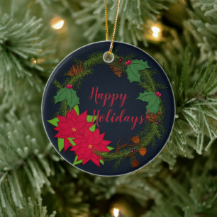Holiday Pine Wreath   Kerstmis personaliseert het Keramisch Ornament