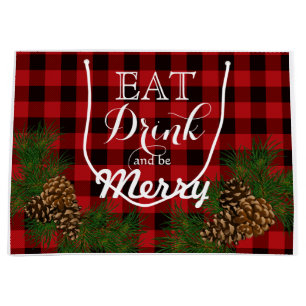 Holiday pinecone Red plaid medium gift Groot Cadeauzakje