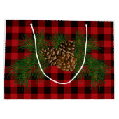 Holiday pinecone Red plaid medium gift Groot Cadeauzakje (Achterkant)