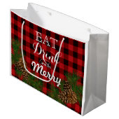 Holiday pinecone Red plaid medium gift Groot Cadeauzakje (Voorkant Gekanteld)