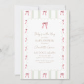 Holiday Pink Bow Baby shower Uitnodiging (Voorkant)