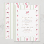 Holiday Pink Bow Baby shower Uitnodiging (Voorkant / Achterkant)