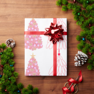 Holiday Pink Tree Cadeaupapier
