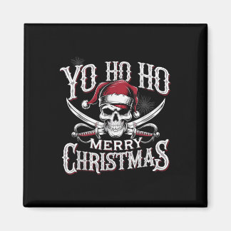 Holiday Pirate Yo Ho Ho Merry Christmas Santa Hat  Magneet