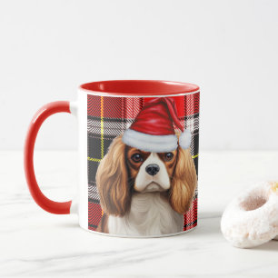 Holiday Plaid King Charles Spaniel Kersthond Mok