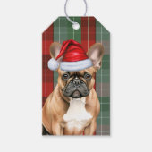 Holiday Plaid with a French Bulldog Christmas Cadeaulabel (Voorkant)
