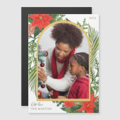 Holiday Poinsettia en Greenery Photo Magnet (Voorkant / Achterkant)