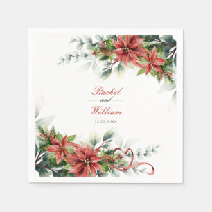 Holiday Poinsettia Wedding Paper Napkins Servet