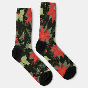 Holiday Poinsettias en Holly Festive Sokken