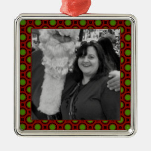 Holiday polka stippen vierkant foto lijst metalen ornament