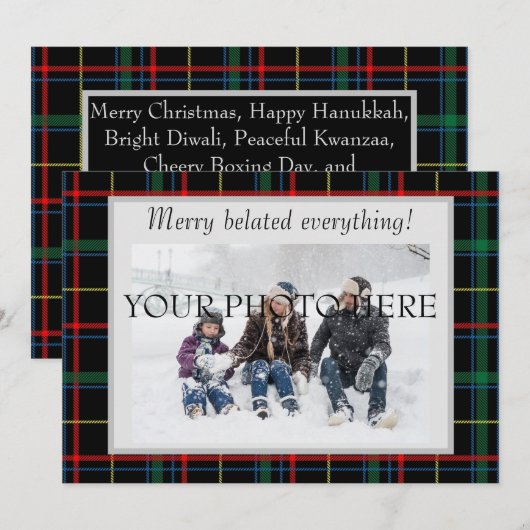 Holiday Pset Belated Photo Card Kaart (Voorkant / Achterkant)