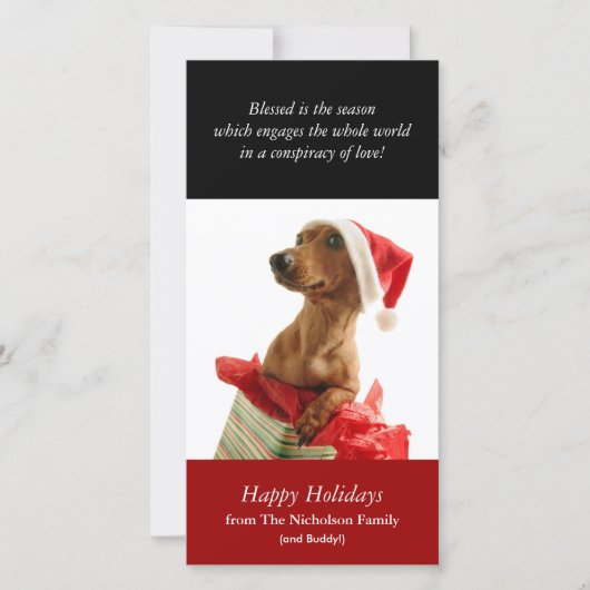 Holiday Puppy Photo Card Feestdagenkaart (Voorkant)
