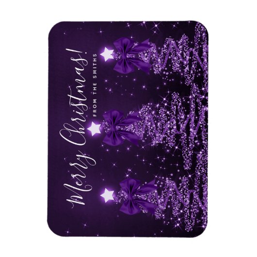 Holiday Purple Christmas Trees Greeting  Magneet (Verticaal)