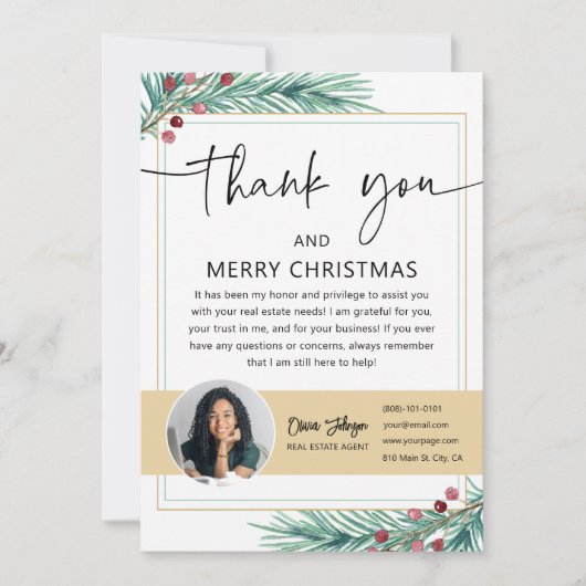 Holiday Real Estate Agent Foto Dank u Kaart (Voorkant)