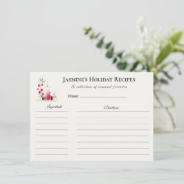 Holiday Recipe Card – Personalized Winter Floral D Aankondiging