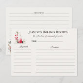 Holiday Recipe Card – Personalized Winter Floral D Aankondiging (Voorkant / Achterkant)