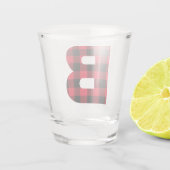 Holiday Red en Black Buffalo Pset Monogram B Shot Glas (Achterkant)