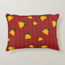 Holiday Red Gold Stripe Bells Christmas