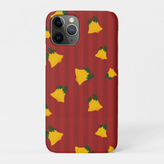 Holiday Red Gold Stripe Bells Christmas iPhone 11 Pro Hoesje