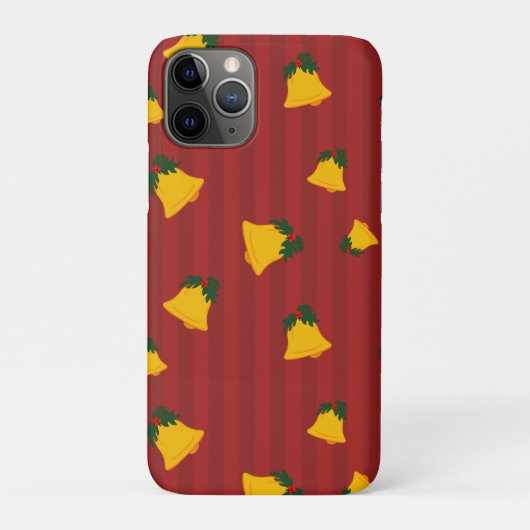 Holiday Red Gold Stripe Bells Christmas Case-Mate iPhone Case (Achterkant)