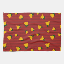 Holiday Red Gold Stripe Bells Christmas Theedoek