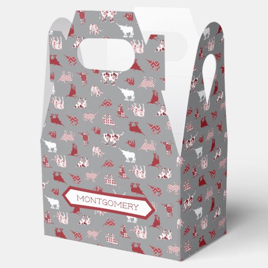 Holiday Red Pattered Longhorns Pattern Bedankdoosjes (Geopend)