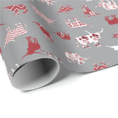 Holiday Red Pattered Longhorns Pattern Cadeaupapier (Rol Hoek)