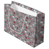 Holiday Red Pattered Longhorns Pattern Groot Cadeauzakje (Voorkant Gekanteld)