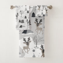 Holiday Reindeer Bath Set - Gray Fog