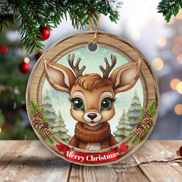 Holiday Reindeer Festive Rustic Christmas 🦌🎄 Keramisch Ornament