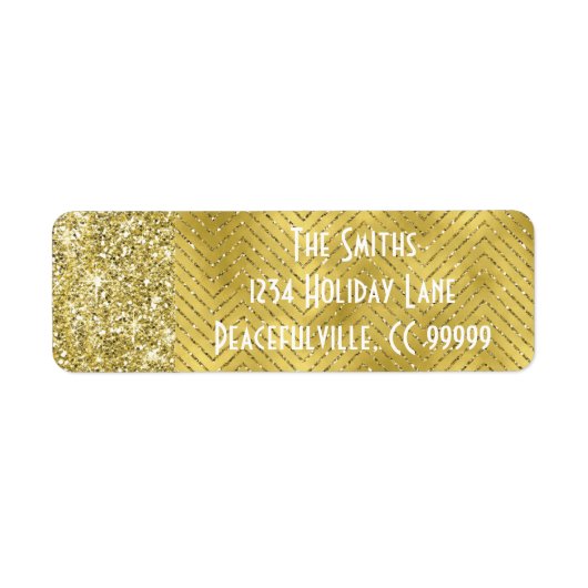 Holiday Return Labels "Chevron Gold Design" (Voorkant)