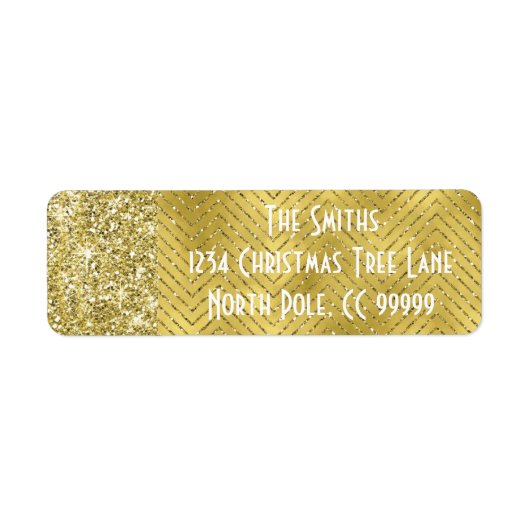 Holiday Return Labels "Chevron Gold Design" (Voorkant)