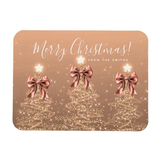 Holiday Rose Gold Christmas Trees Greeting  Magneet (Horizontaal)