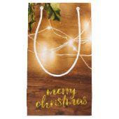 Holiday Rustic Mistletoe, String Lights, Hout Klein Cadeauzakje (Voorkant)